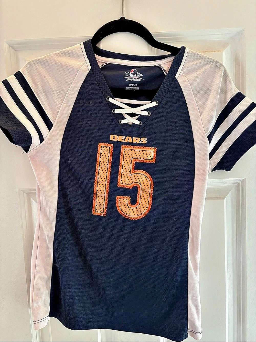 Chicago Bears Brandon Marshall #15 Sequin Lace-Up Fan Jersey Blue